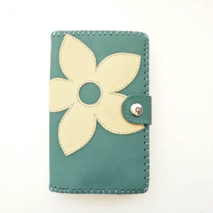 Cartera billetero de piel aguamarina