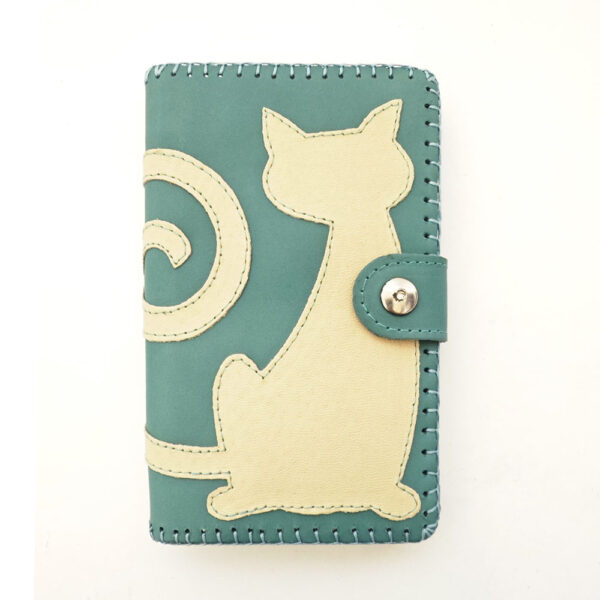 Cartera billetero de piel aguamarina