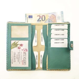 Cartera billetero de piel aguamarina