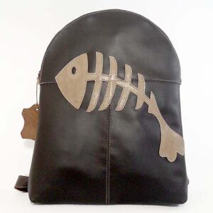 Mochila de piel marrón oscuro