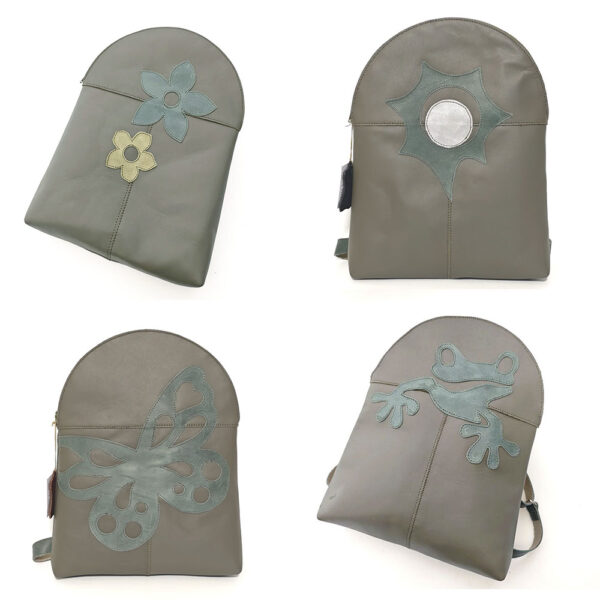 Mochila de piel verde oliva