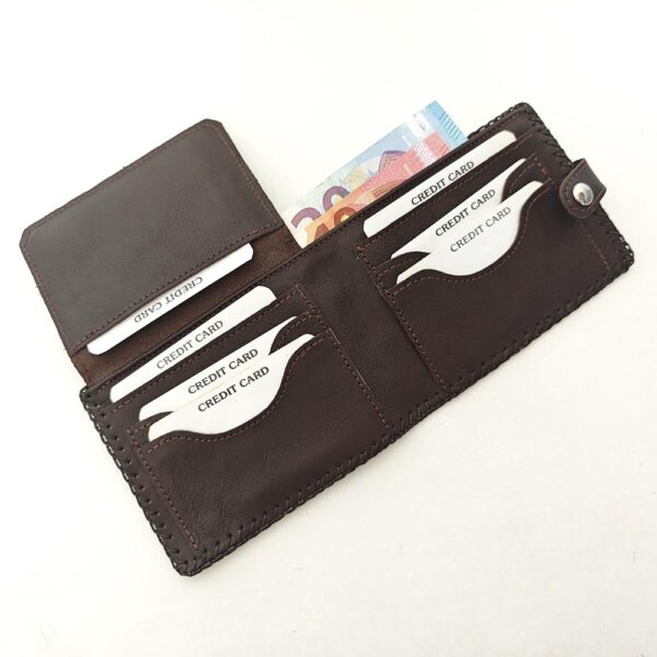 Tienda online de artículos hechos a mano en cuero y piel. Artesanos del cuero. Billetero de piel con monedero, modelo americano liso IMG 20250619 120423 Cartera billetero de piel marrón