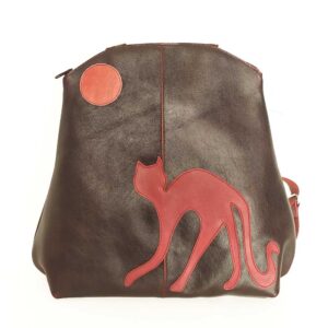 Mochila de piel burdeos