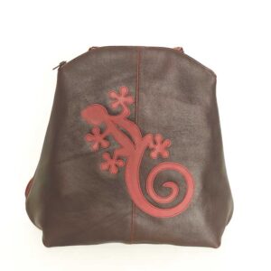 Mochila de piel burdeos