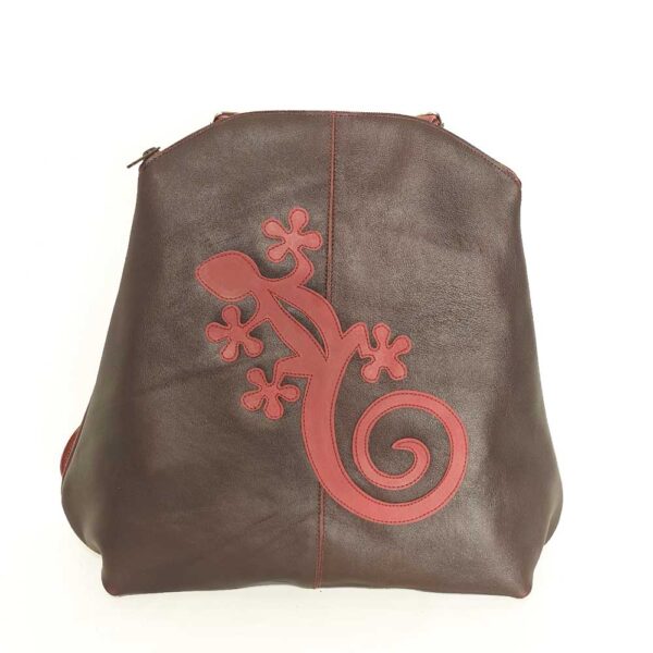 Mochila de piel burdeos