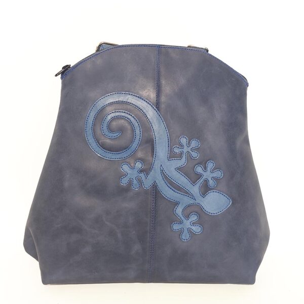 Mochila de piel azul marino