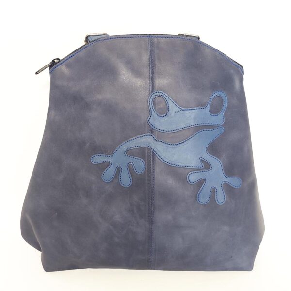Mochila de piel azul marino