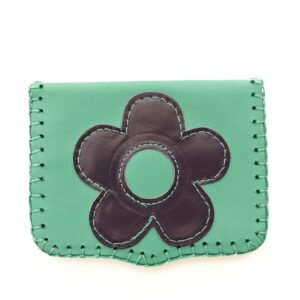 Cartera de piel aguamarina