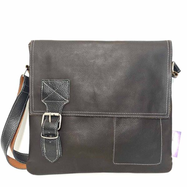 Bolso unisex de piel marrón oscuro