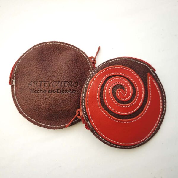 Monedero de piel granate