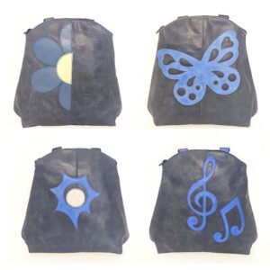 Mochila de piel azul marino