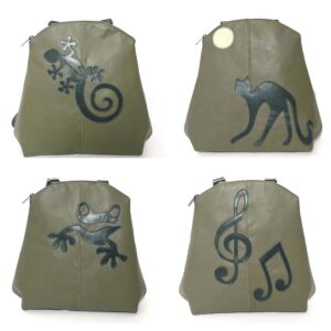 Mochila de piel verde