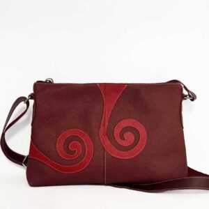 Bolso de piel granate