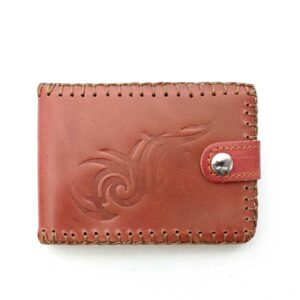 Billetero horizontal pequeño de piel camel