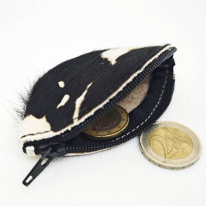 Monederito de piel con pelo print vaca