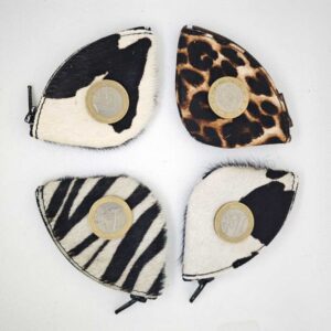 Monederito de piel con pelo print animal