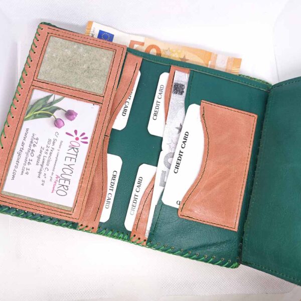 Cartera billetera de piel salmón