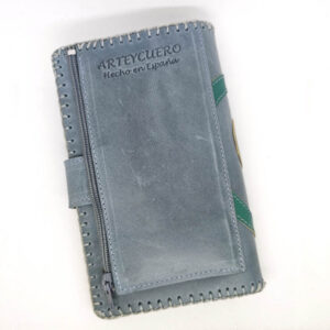 Billetero monedero de piel gris verde