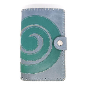 Billetero monedero de piel gris verde