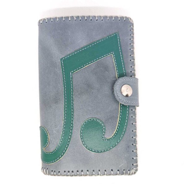 Billetero monedero de piel gris verde