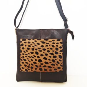 Bolso de piel marrón leopardo