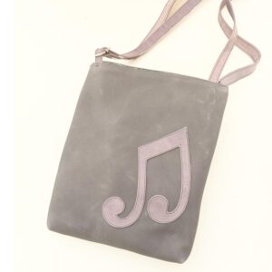 Bolso bandolera de piel gris
