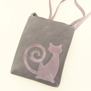 Bolso bandolera de piel gris