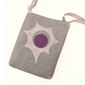 Bolso bandolera de piel gris
