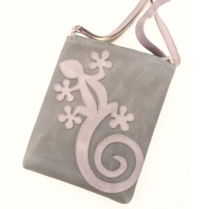 Bolso bandolera de piel gris