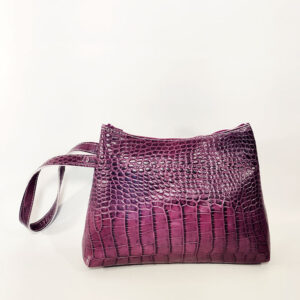 Bolso de mano de piel morado