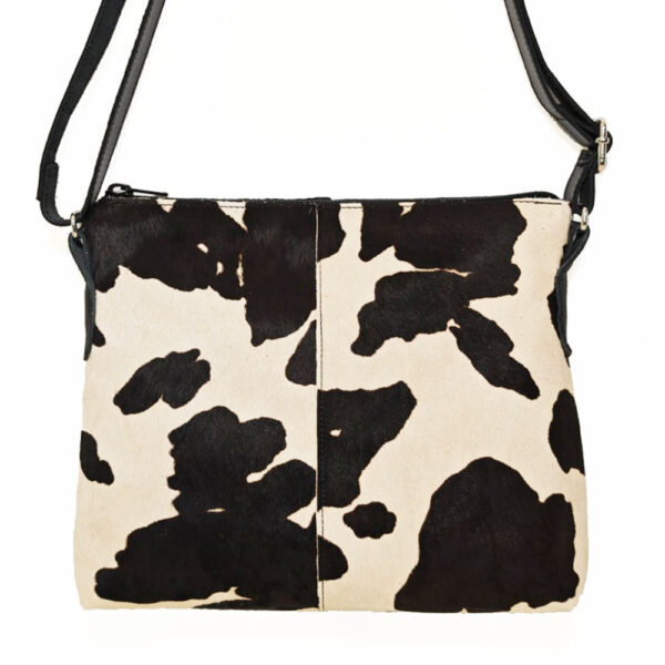 Bolso de piel negro/pelo print vaca