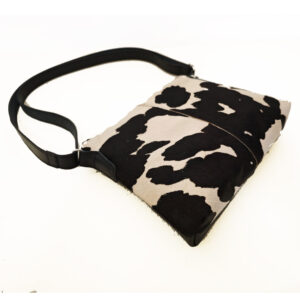 Bolso de piel negro/pelo print vaca