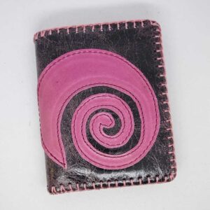 Cartera billetero de piel vino rosa