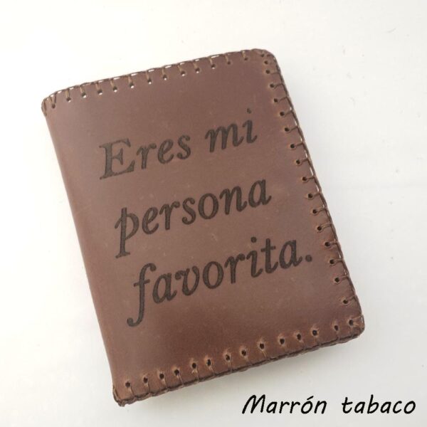 Cartera billetero de piel marrón tabaco