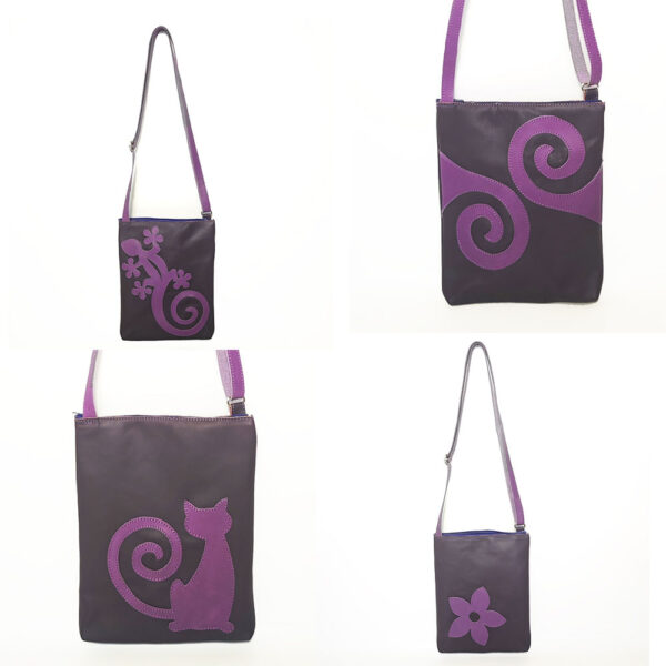 Tienda online de artículos hechos a mano en cuero y piel. Artesanos del cuero. Bolso bandolera pequeño de piel morada Sin titulo 1 2 Bolso de piel morado