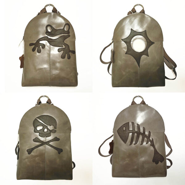 Mochila de piel marrón taupe