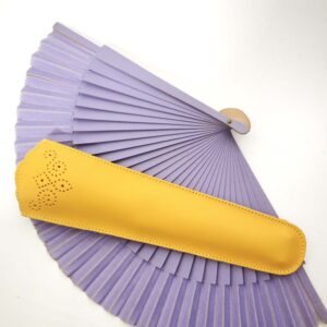 Funda de abanico de piel amarillo
