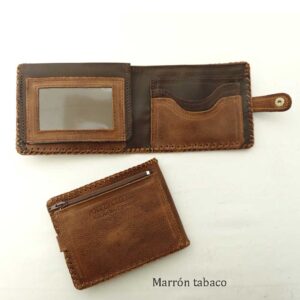 Cartera billetero de piel marrón tabaco