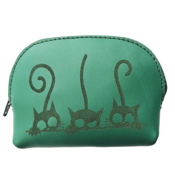 Tienda online de artículos hechos a mano en cuero y piel. Artesanos del cuero. Monedero de piel con cremallera Gatitos IMG 20260616 1212111 copia Monedero de piel verde