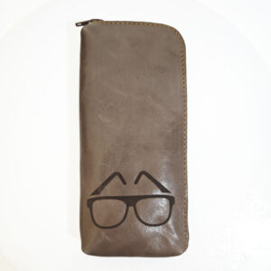 Fundade gafas de piel marrón taupe