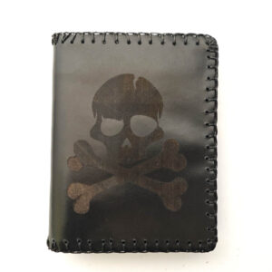 Cartera billetero negro de piel con calavera