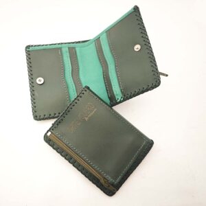 Cartera billetero de piel verde