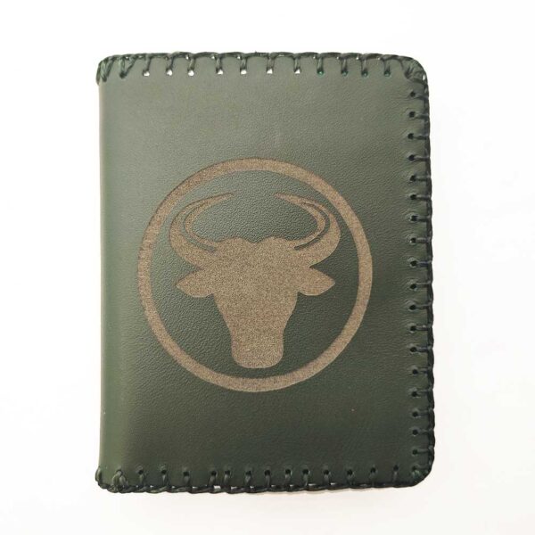 Cartera billetero de piel verde