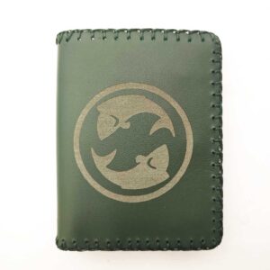 Cartera billetero de piel verde