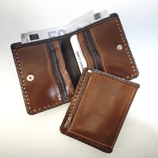 Cartera billetero de piel marrón tabaco