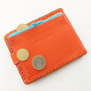 Cartera billetero de piel naranja