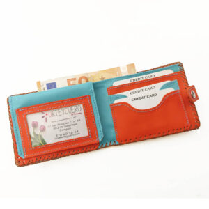 Cartera billetero de piel naranja