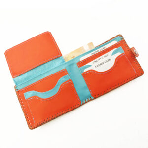 Cartera billetero de piel naranja