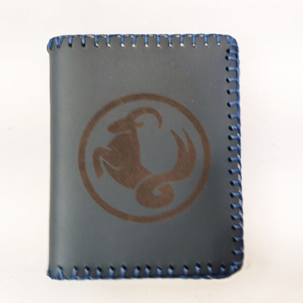 Cartera billetero de piel azul capricornio