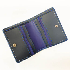 Cartera billetero de piel azul